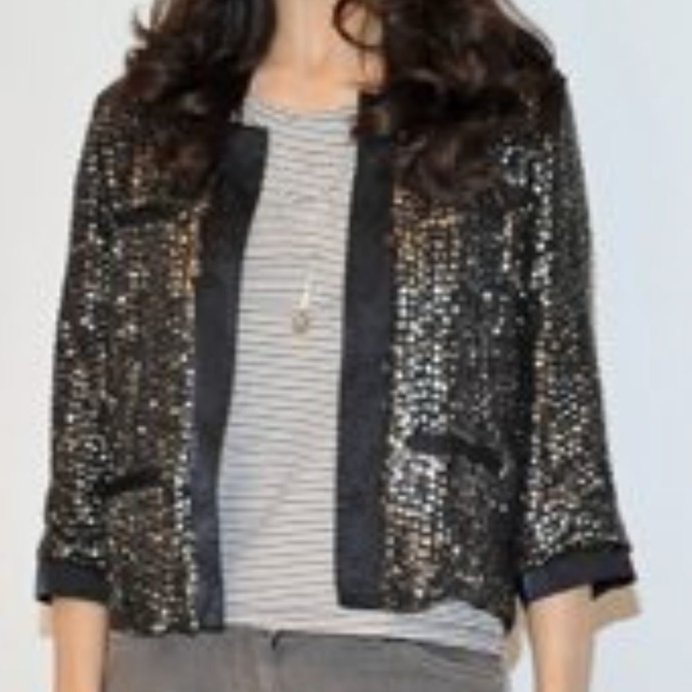 Sequins metallic silver‎ jacket
